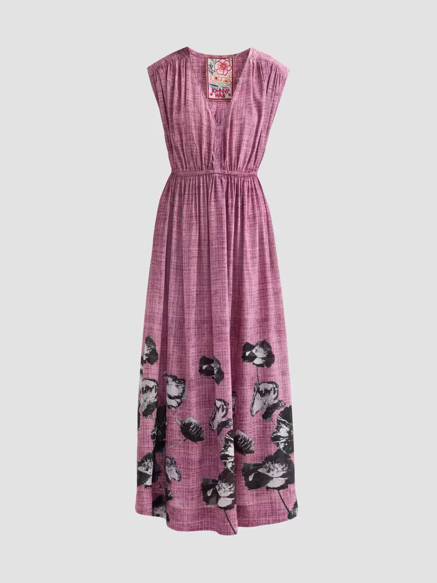 Monade Ruched Floral Silk Maxi Dress by Johnny Was