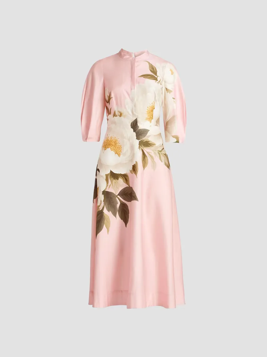 Teri Jon by Rickie Freeman Floral Cotton Midi-Dress by Teri Jon