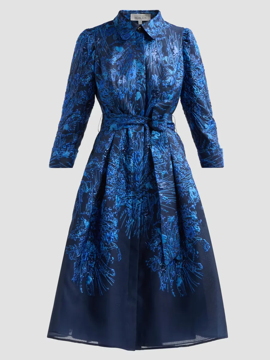 Teri Jon by Rickie Freeman Jacquard Organza Cocktail Shirtdress by Teri Jon