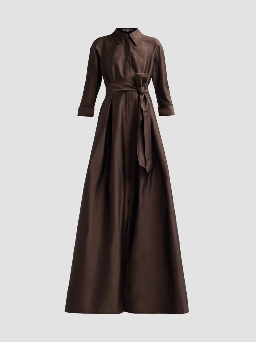 Teri Jon by Rickie Freeman Shirt Waist Taffeta Gown
