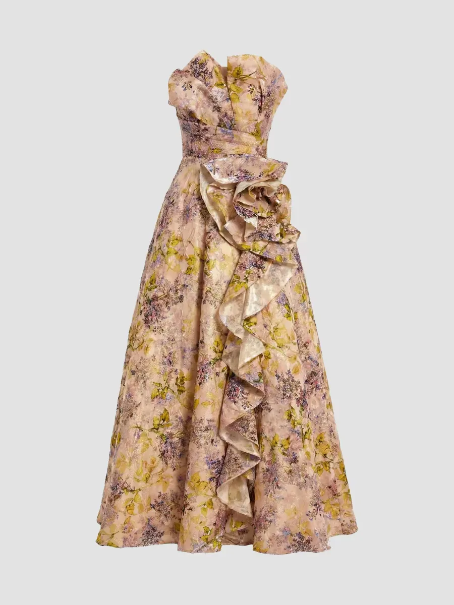 Mac Duggal Floral Embossed Organza Ballgown