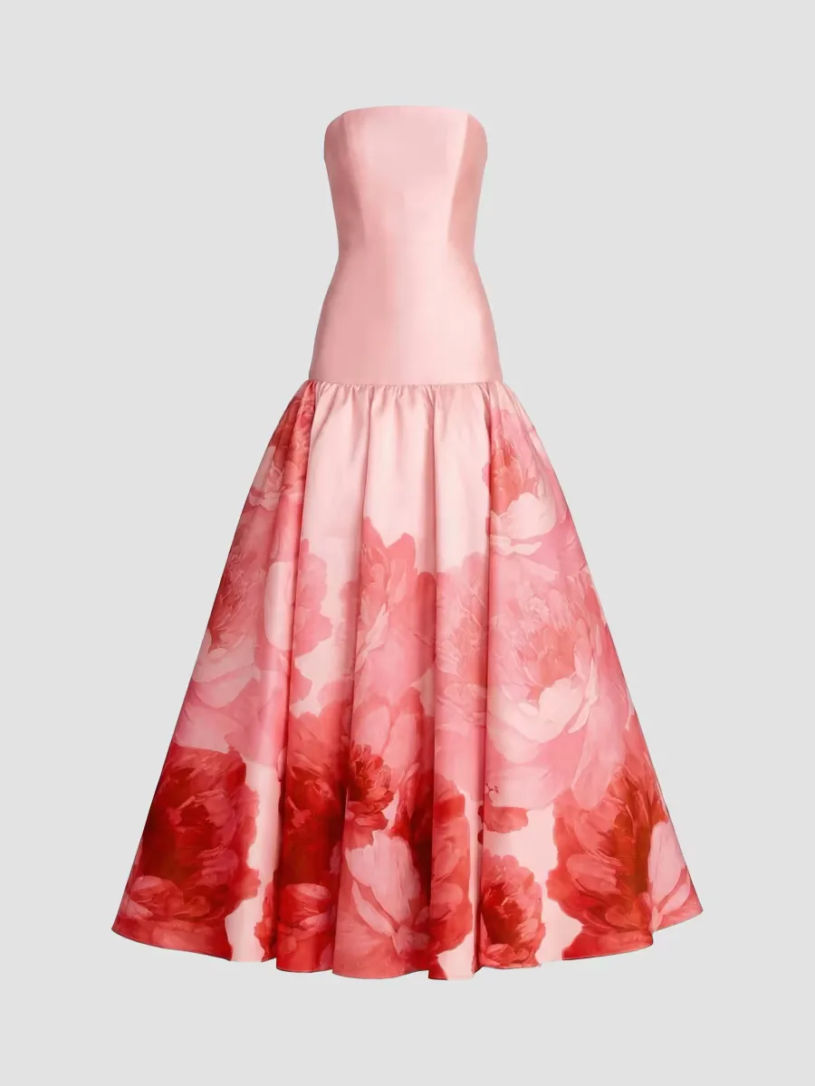 Mac Duggal Floral Mikado Strapless Gown by M.A.C.