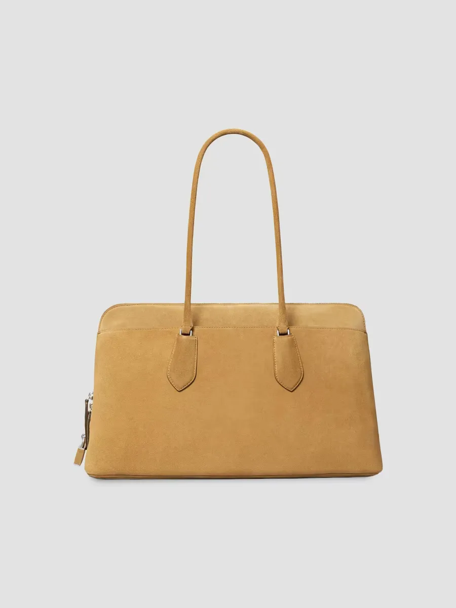 Lock Suede Shoulder Bag