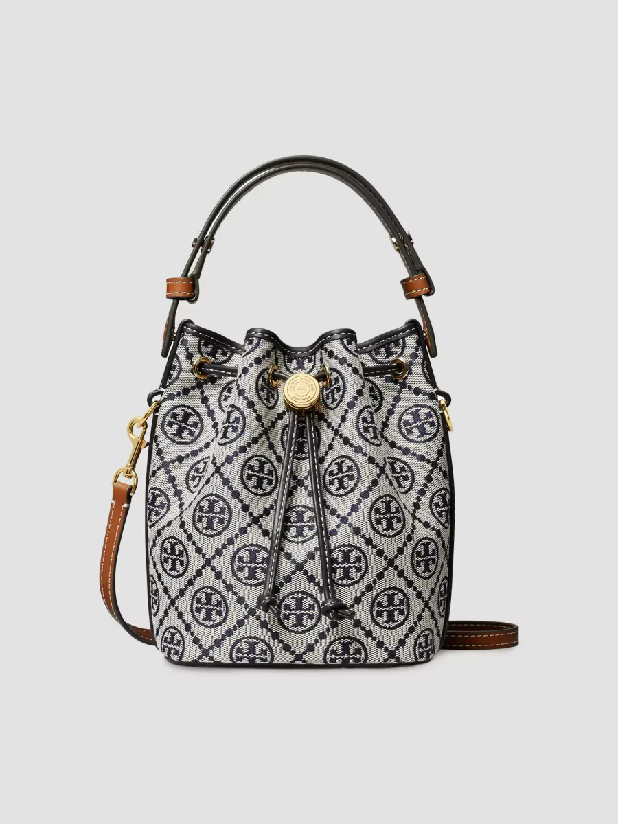 T Monogram Mini Canvas Bucket Bag by Tory Burch