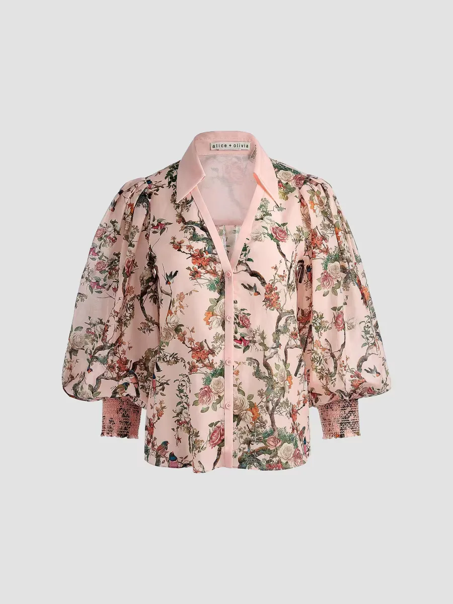 Charis Floral Cotton-Silk Button-Front Blouse by Alice + Olivia
