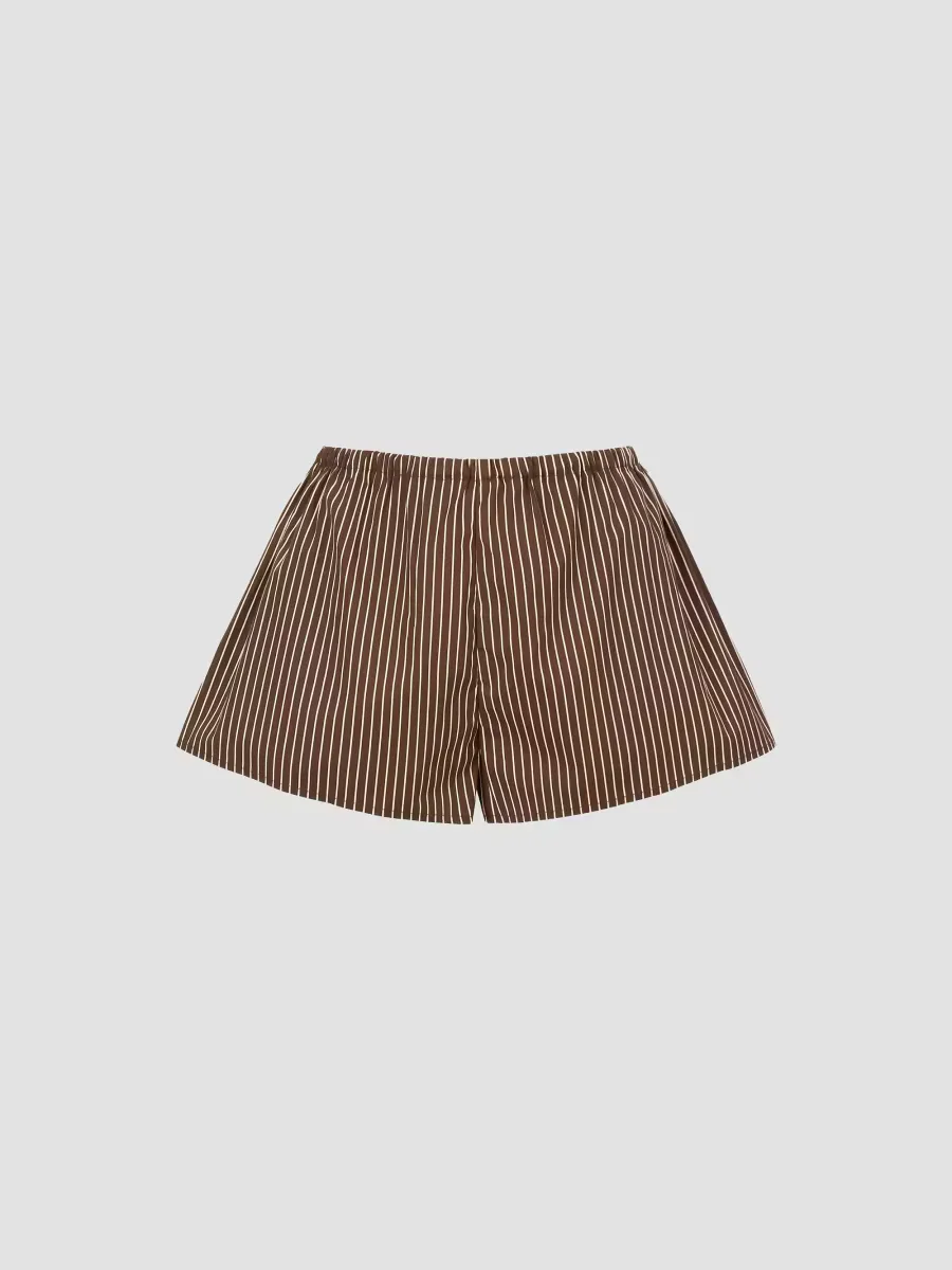 Paddle Striped Stretch Cotton Shorts by STAUD