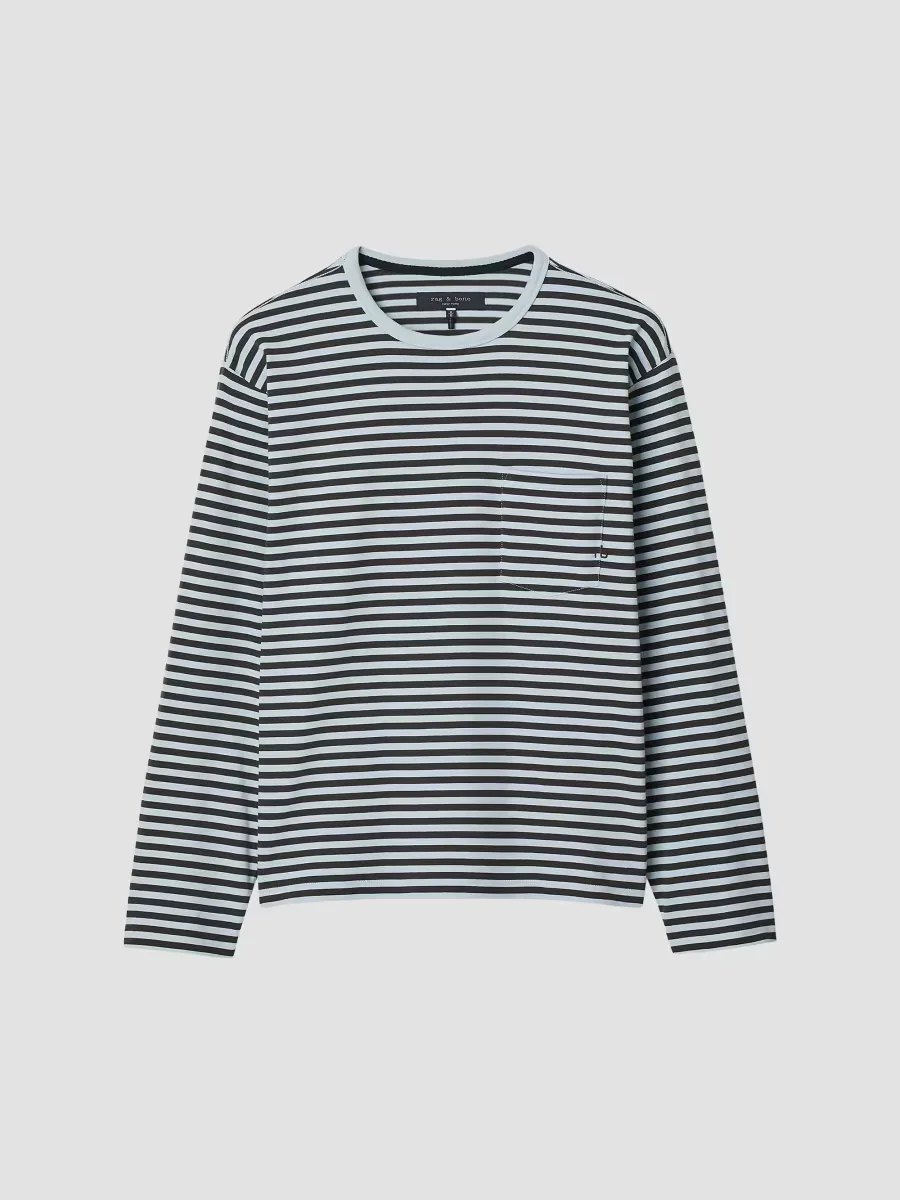Boxy Stripe Cotton Crewneck T-Shirt by rag & bone