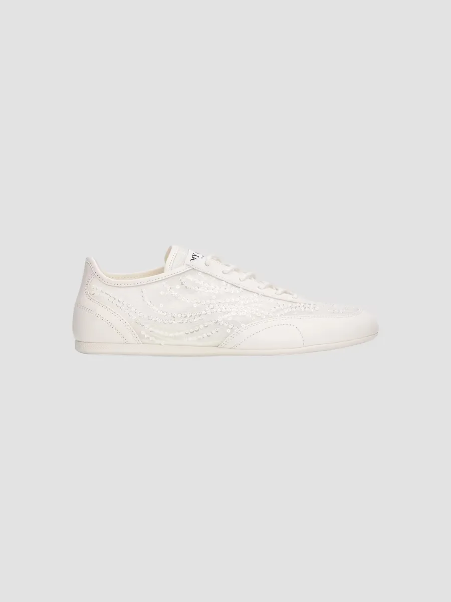 Sunny Mesh & Sequins Embroidered Leather Sneakers by Jimmy Choo