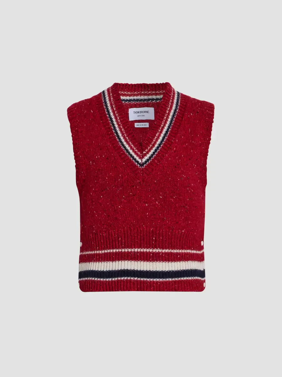 Hector Wool-Mohair Pointelle Intarsia Vest by Thom Browne