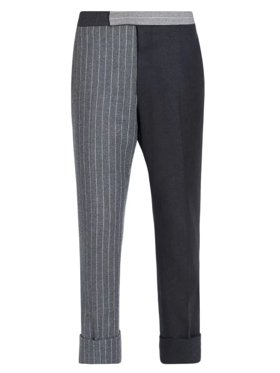 Fit 1 Classic Backstrap Banker Stripe Flannel Trousers by Thom Browne