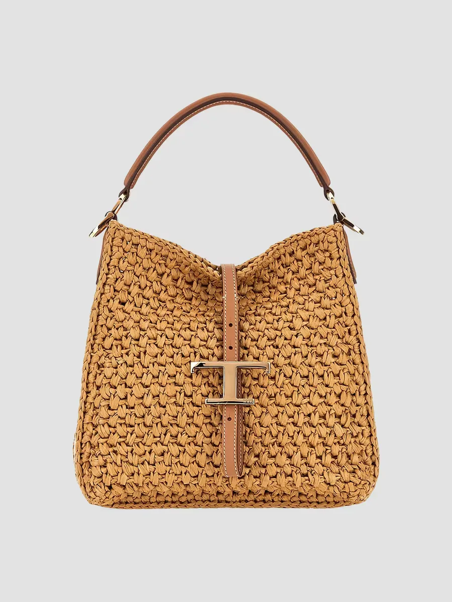 T Timeless Mini Raffia Bucket Bag by Tod's