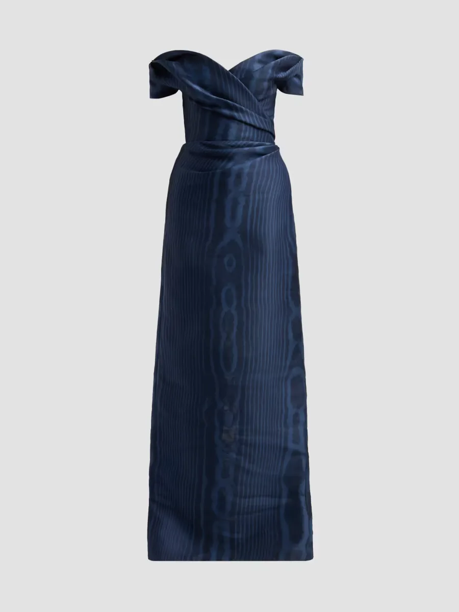 Moire Silk Off-the-Shoulder Gown by Oscar de la Renta