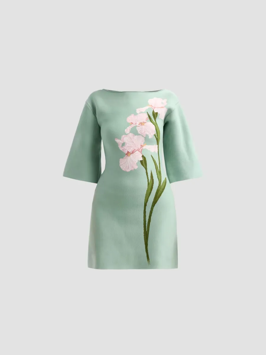 Iris Jacquard Knit Mini Dress by Oscar de la Renta