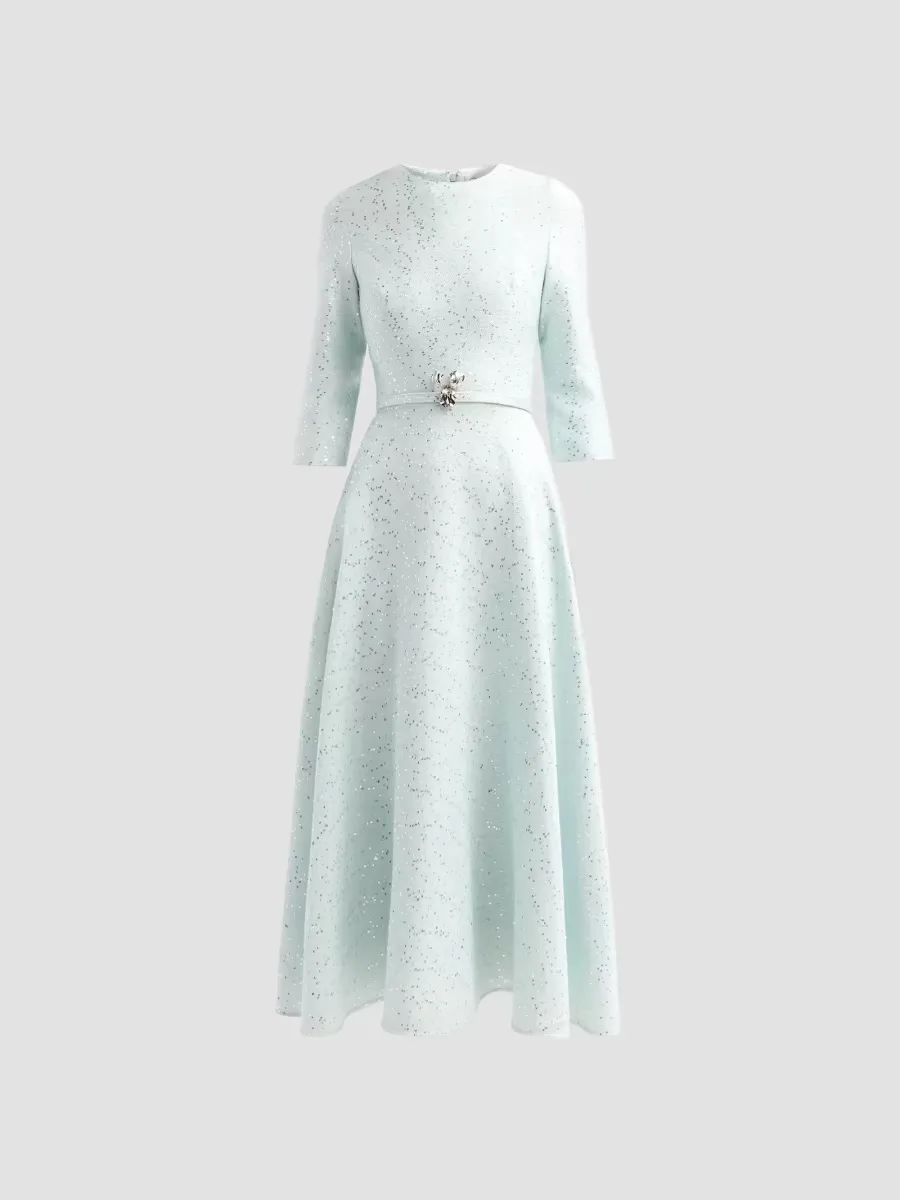 Sequin Tweed Day Dress by Oscar de la Renta