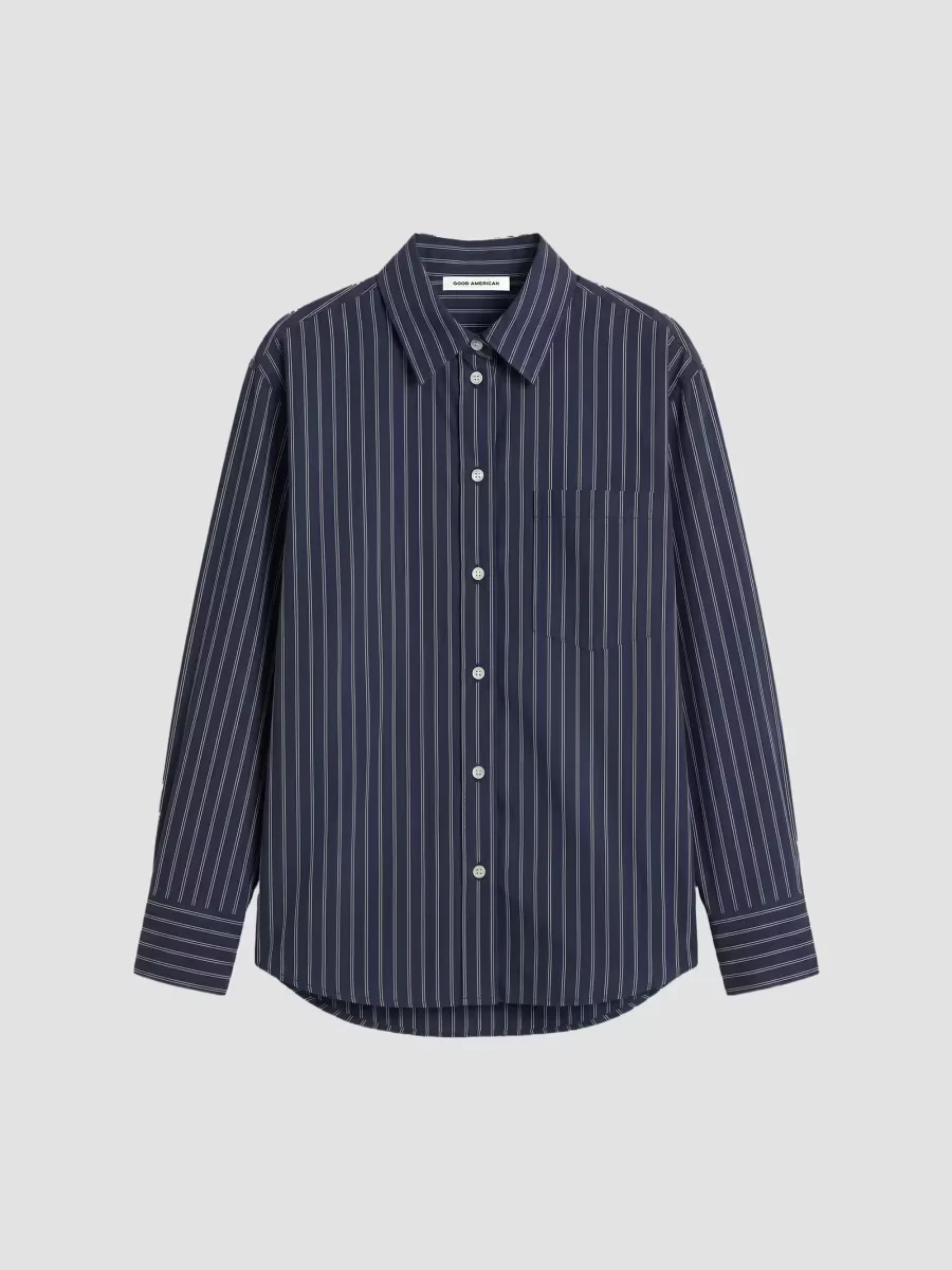 The Poplin Striped Cotton Shirt by GOOD AMERICAN
