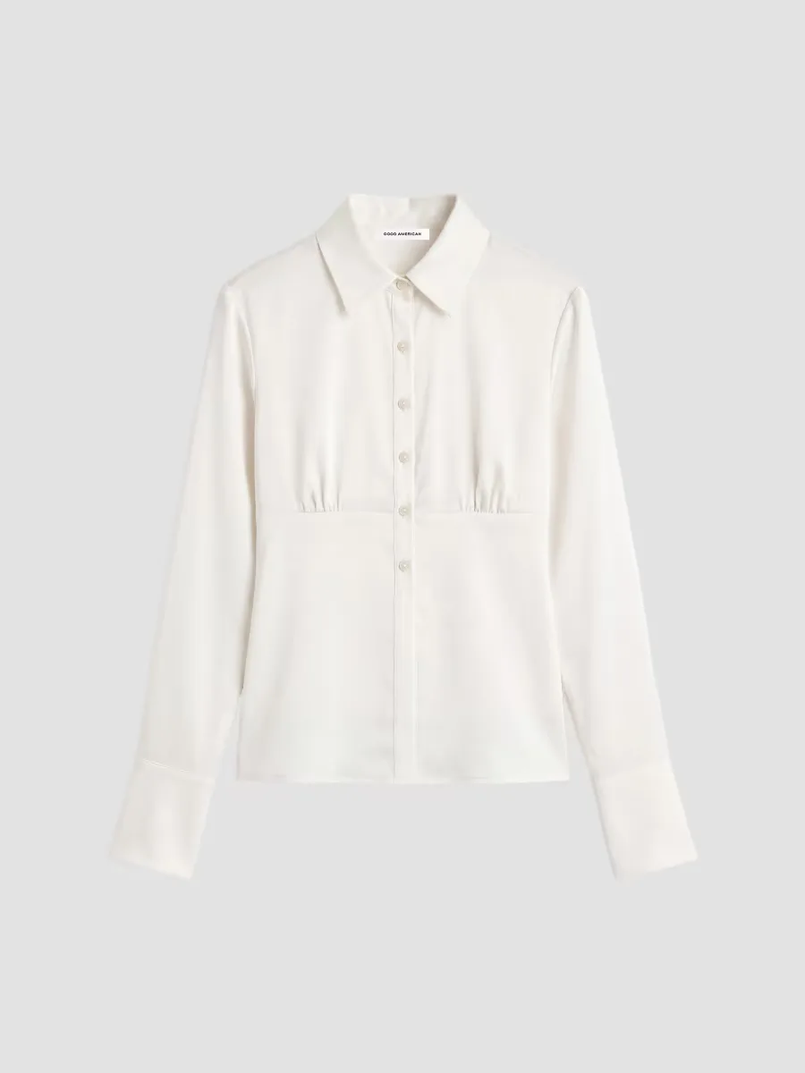 Ruched Satin Shirt by GOOD AMERICAN