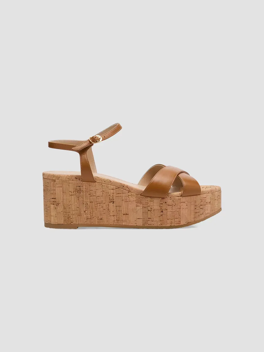 Dayna 65MM Wedge Leather Sandals by Stuart Weitzman