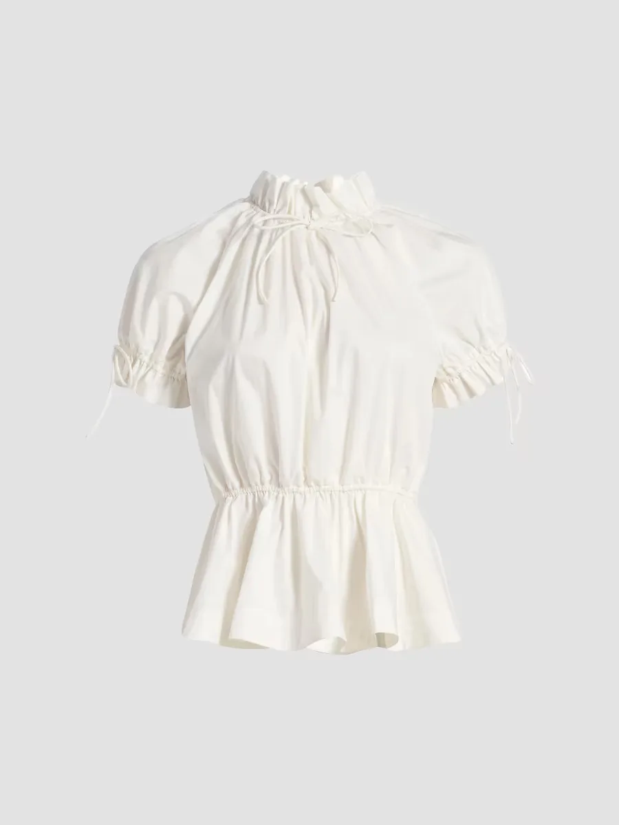 Rosalina Ruffled Cotton Poplin Blouse by AKNVAS