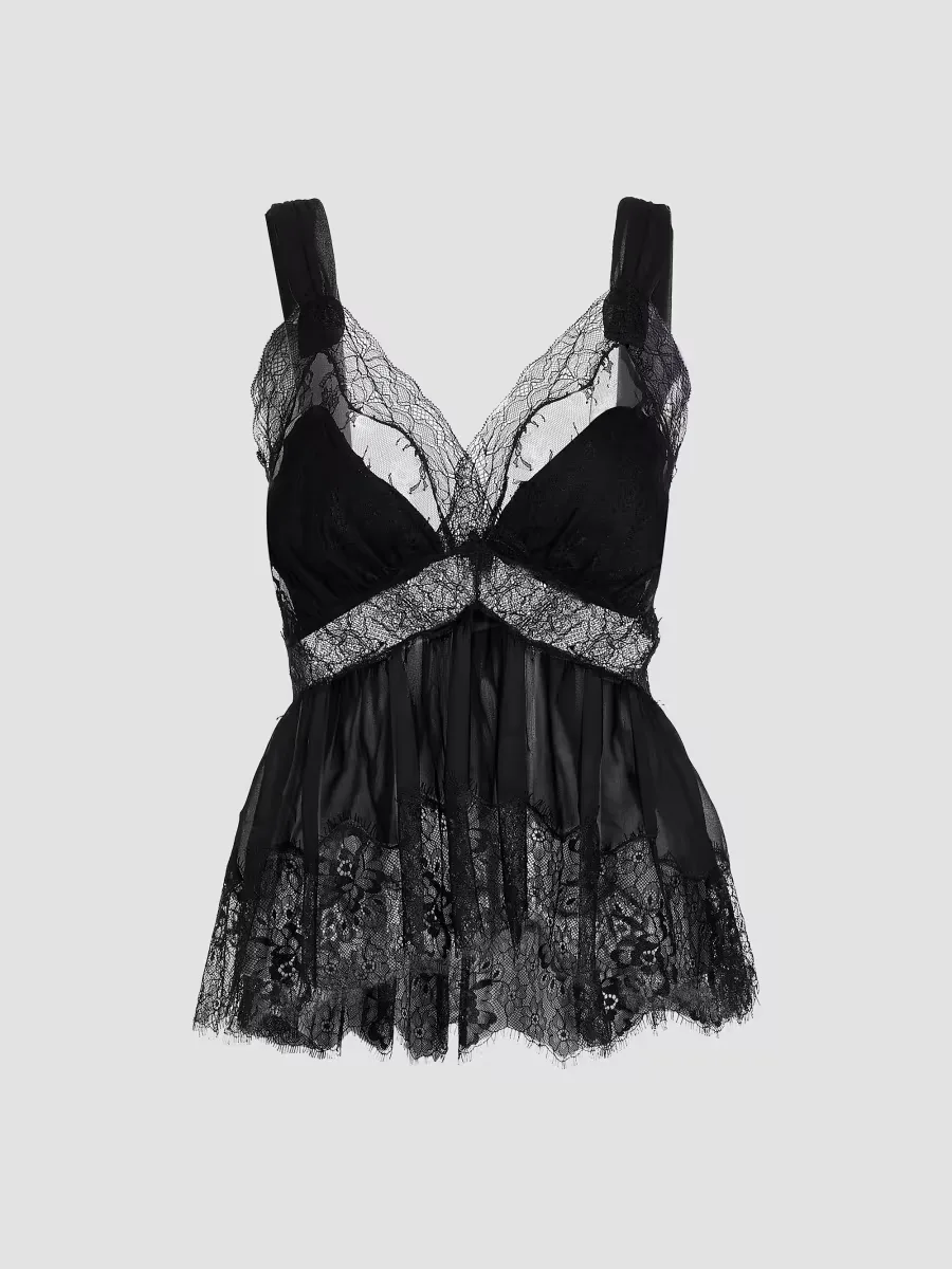 Melody Lace-Trimmed Satin Top