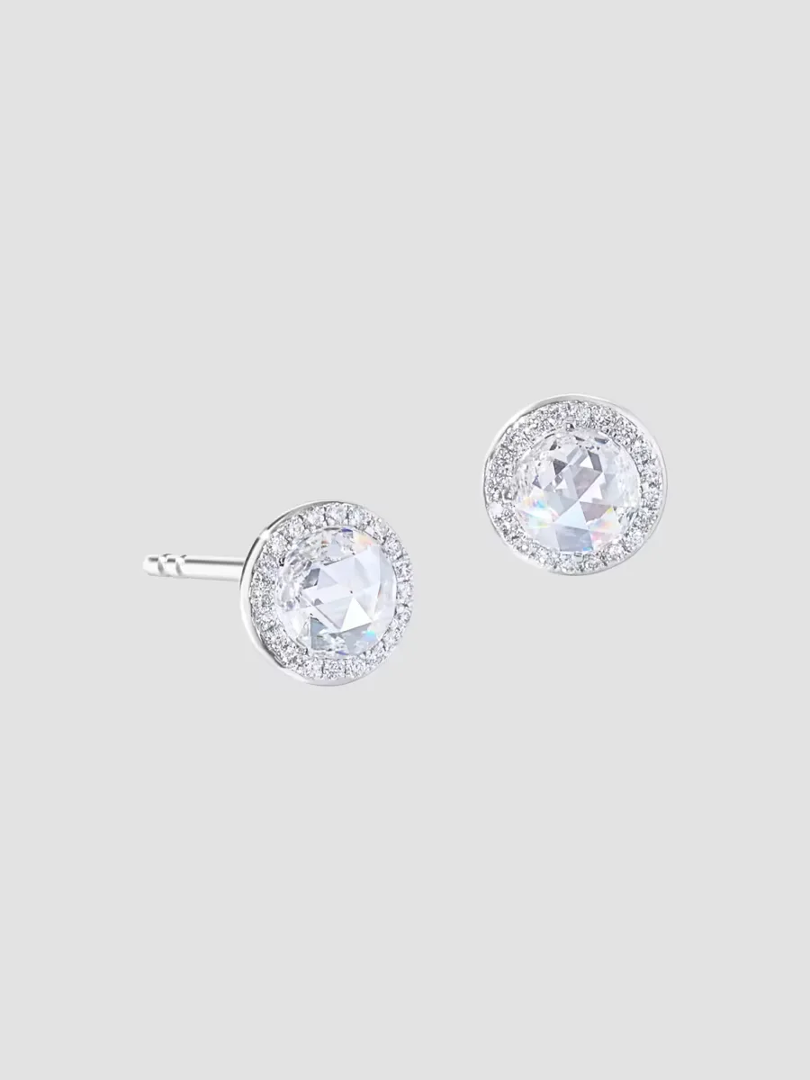 Scallop 18K White Gold & 0.85 TCW Diamond Stud Earrings by 64 Facets