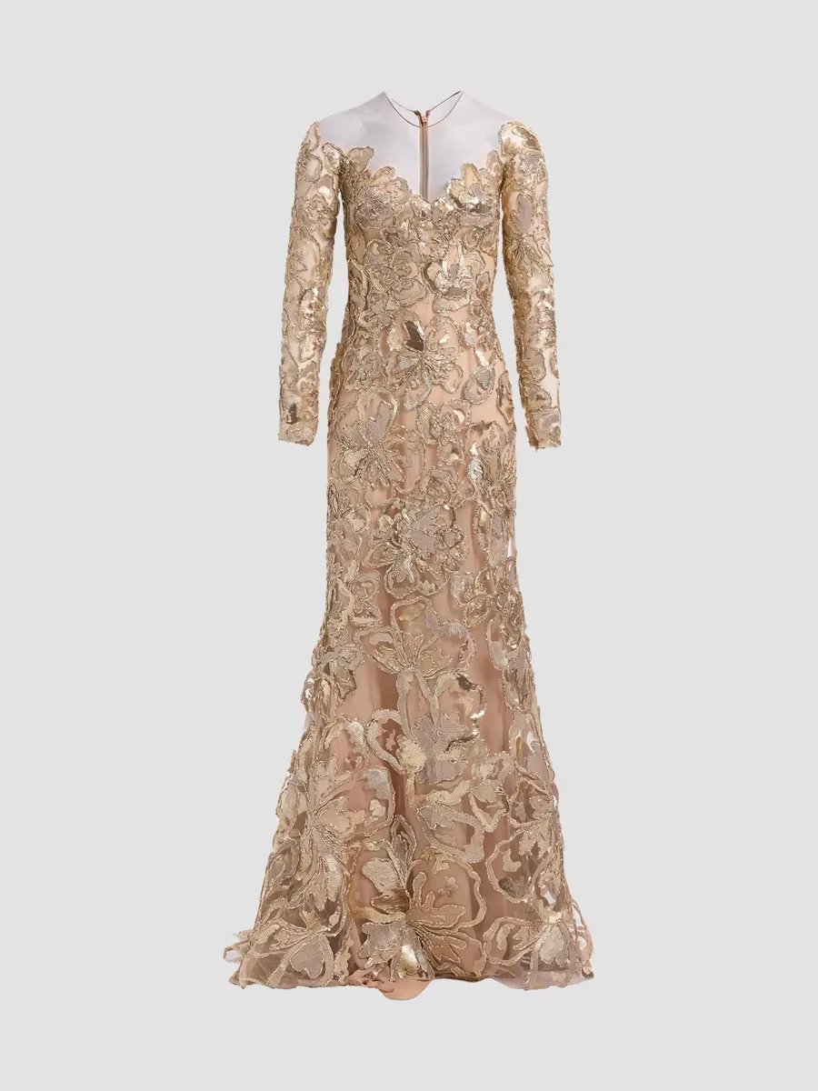Raffia Embroidered Gown by Elie Saab