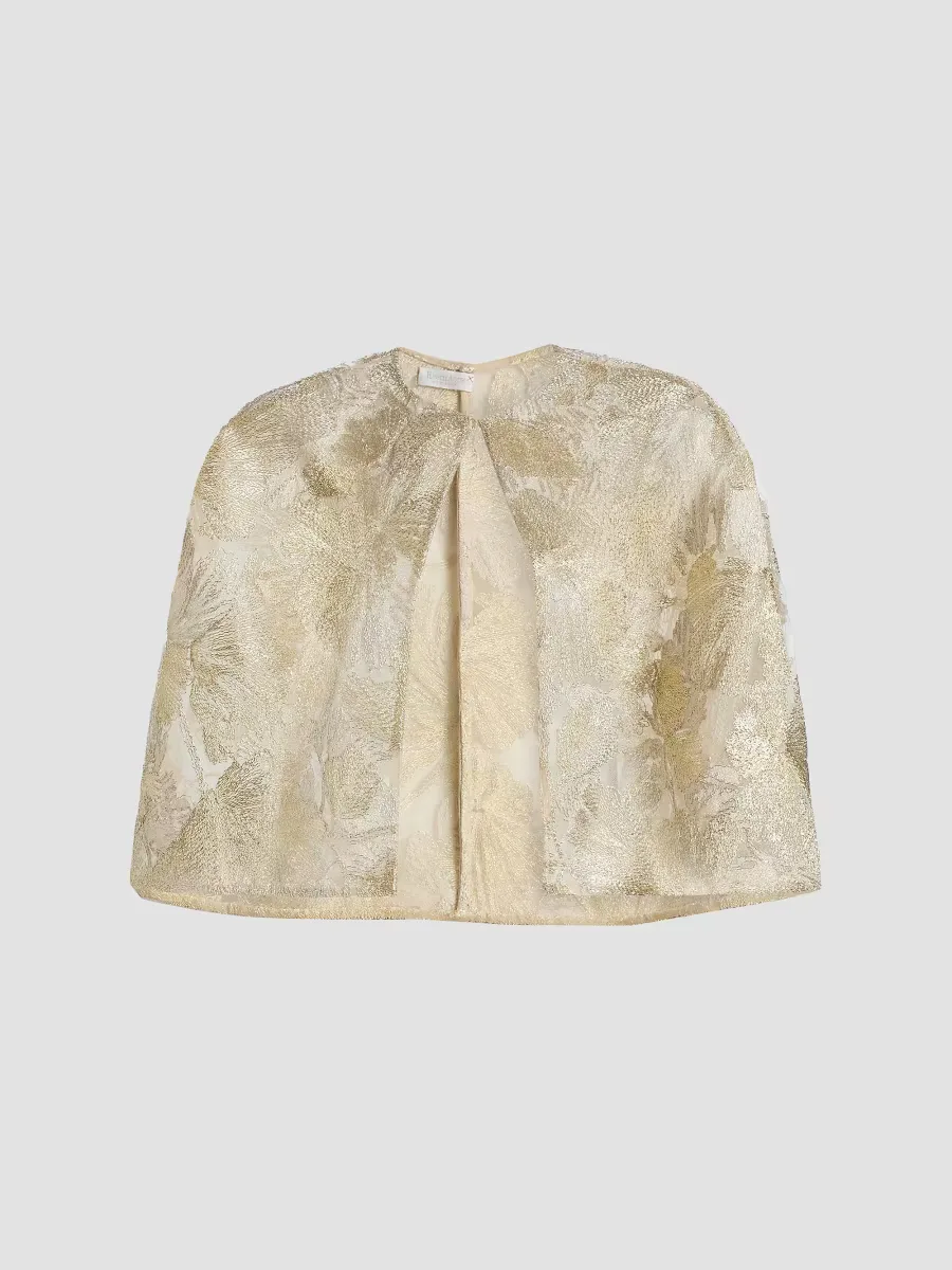 Raffia Metallic Capelet by Reem Acra