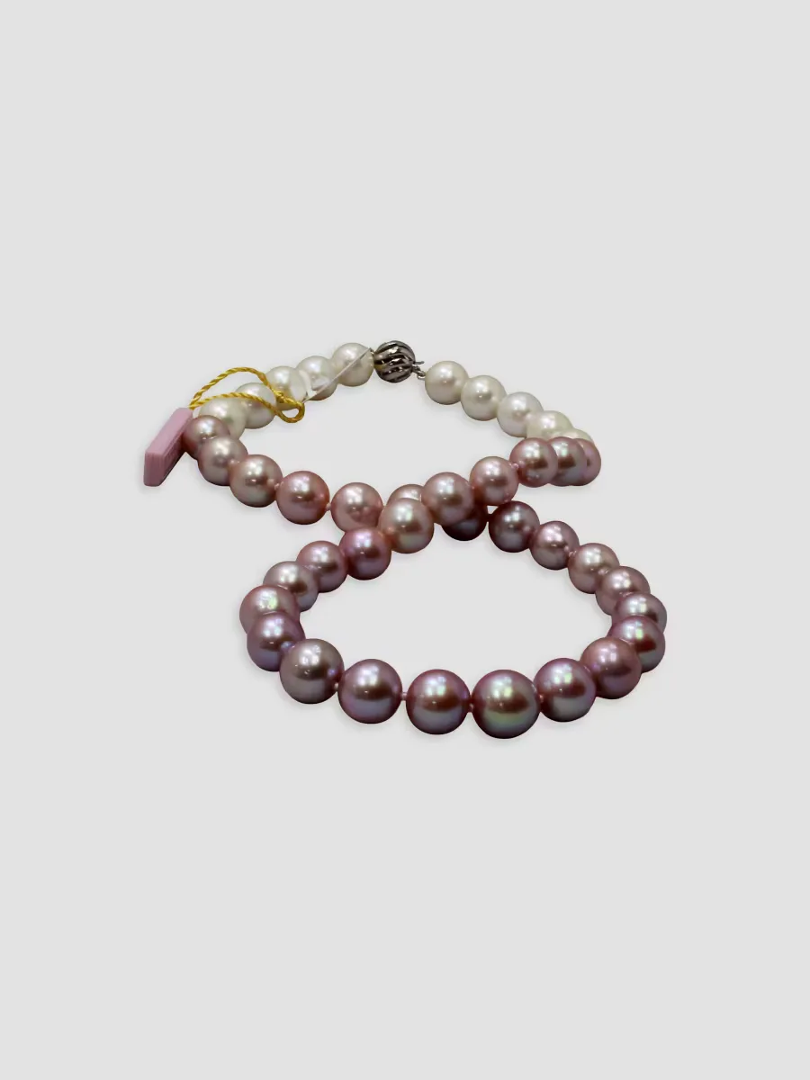 18K White Gold, Freshwater Pearl & Kasumiga Pearl Necklace by BELPEARL