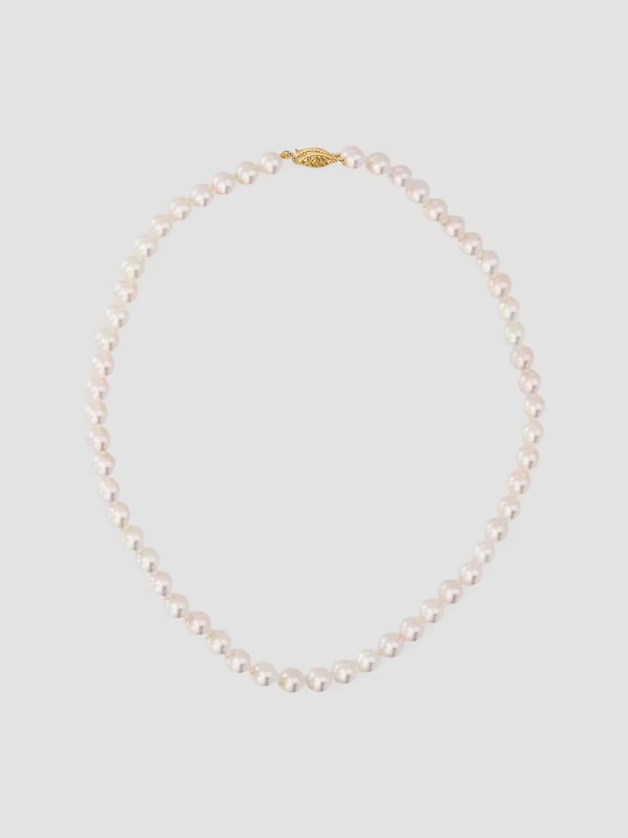 18K Yellow Gold & Akoya Pearl Necklace/6.5MM-7MM