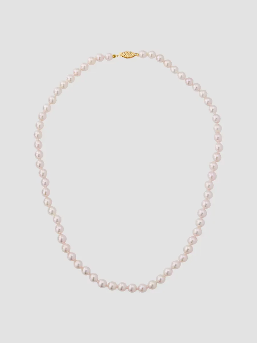 18K Yellow Gold & Akoya Pearl Necklace/6MM-6.5MM