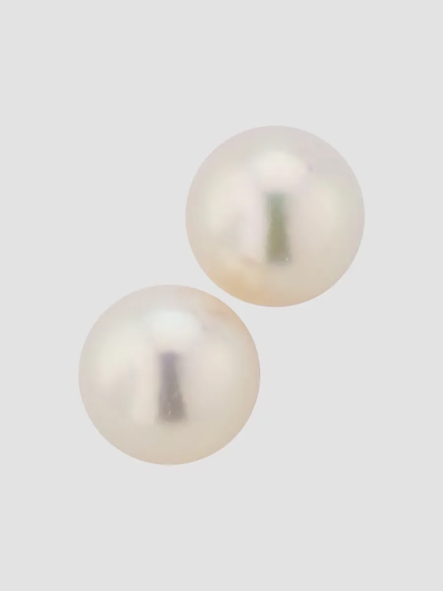 18K Yellow Gold & Akoya Pearl Stud Earrings/6.5MM