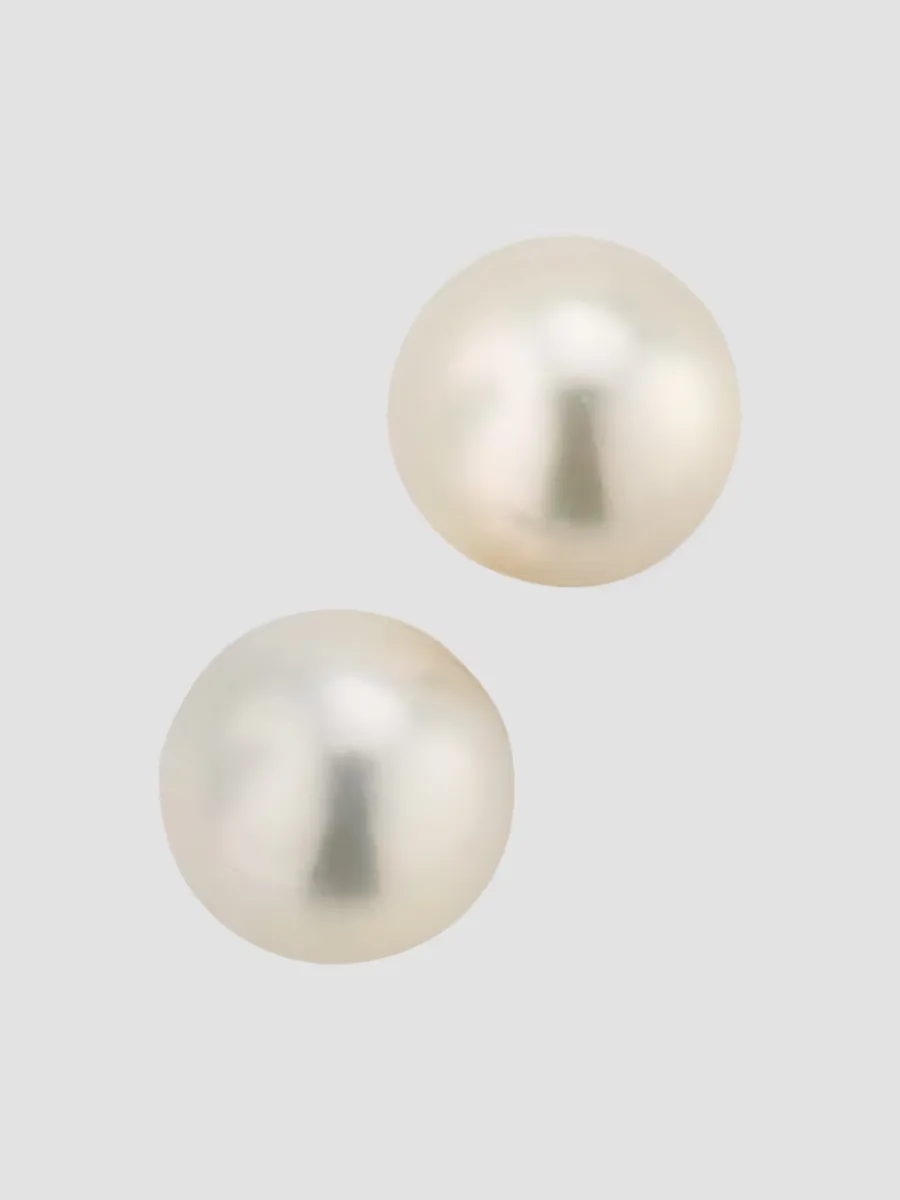 18K Yellow Gold & South Sea Pearl Stud Earrings/13MM
