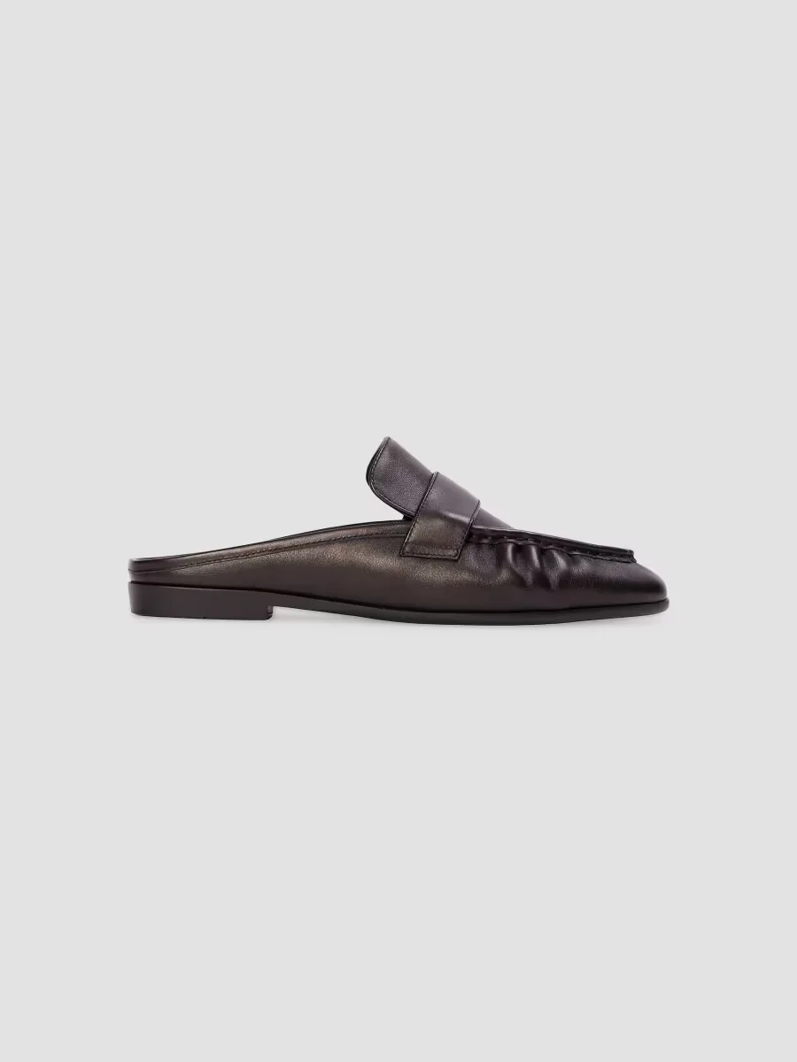 Gabby Backless Leather Loafers by Black Suede Studio