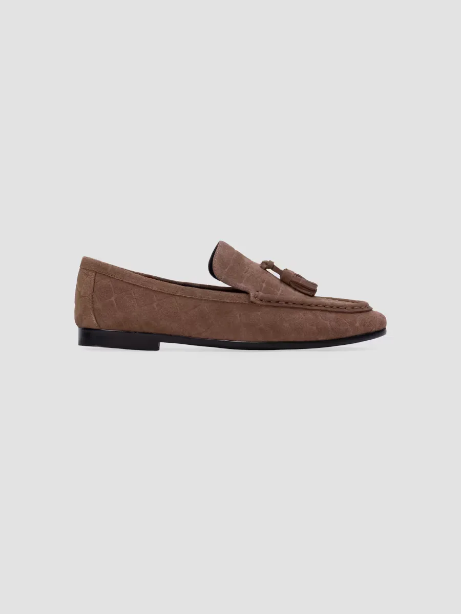 Finn Croc Suede Loafers by Black Suede Studio