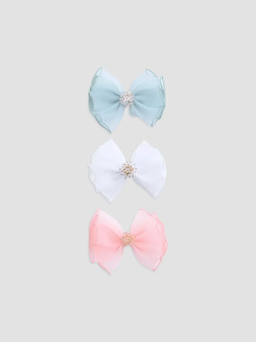 Pearl Cluster Bow Hair Clip Set by Mimi Tutu