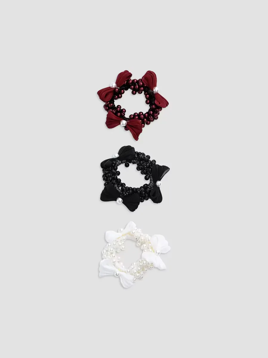 Pearl Cluster Bow Scrunchie Set by Mimi Tutu