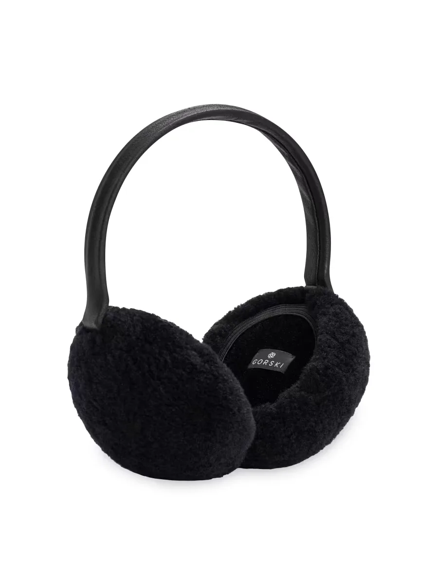 Select Shearling Lamb Earmuffs with Leather Frame