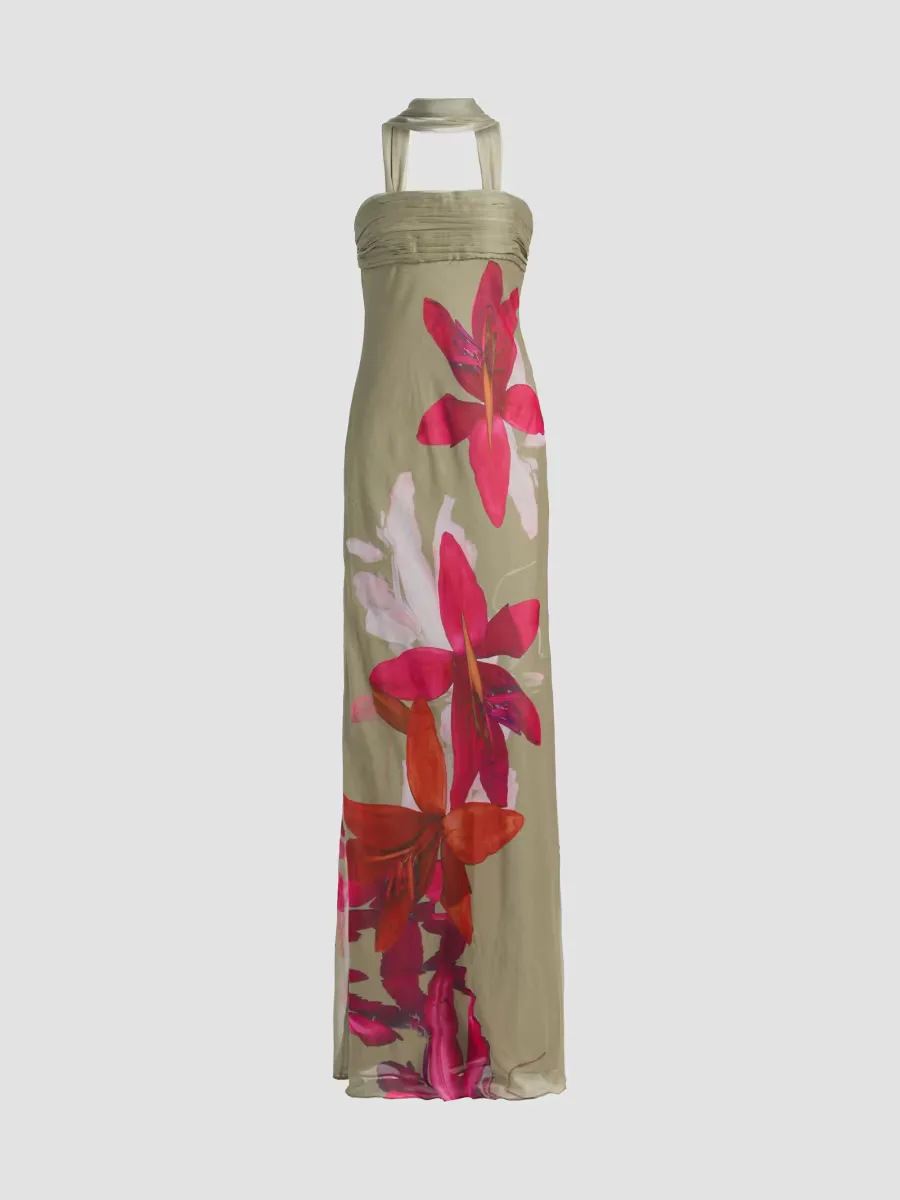 Palma Floral Chiffon Bias Gown by Amur
