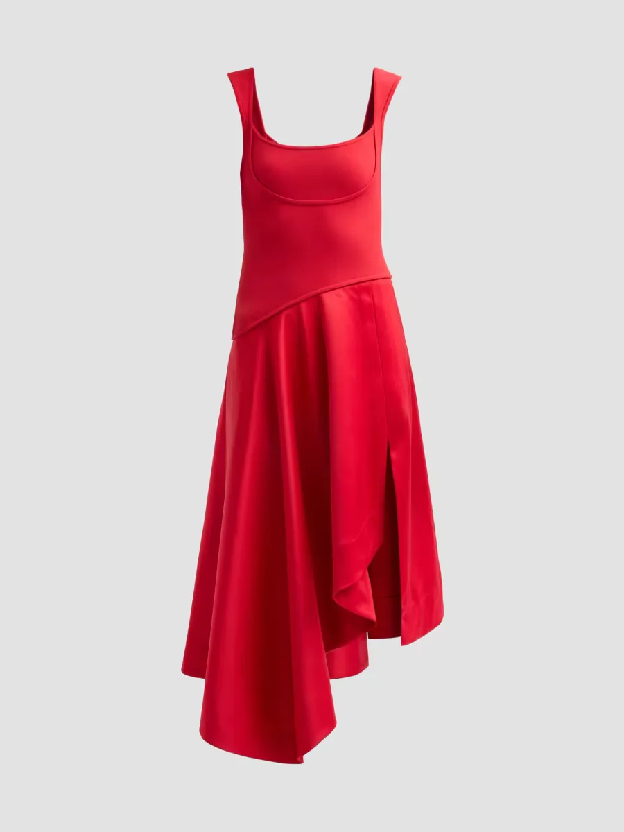Scarlet Asymmetric Midi Dress by Amur