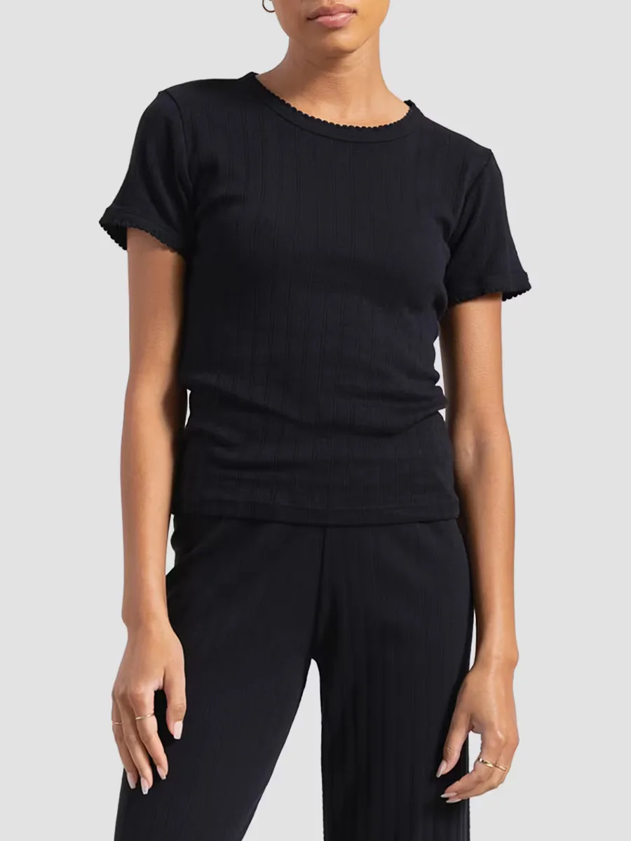 Pointelle Crewneck T-Shirt by Leset