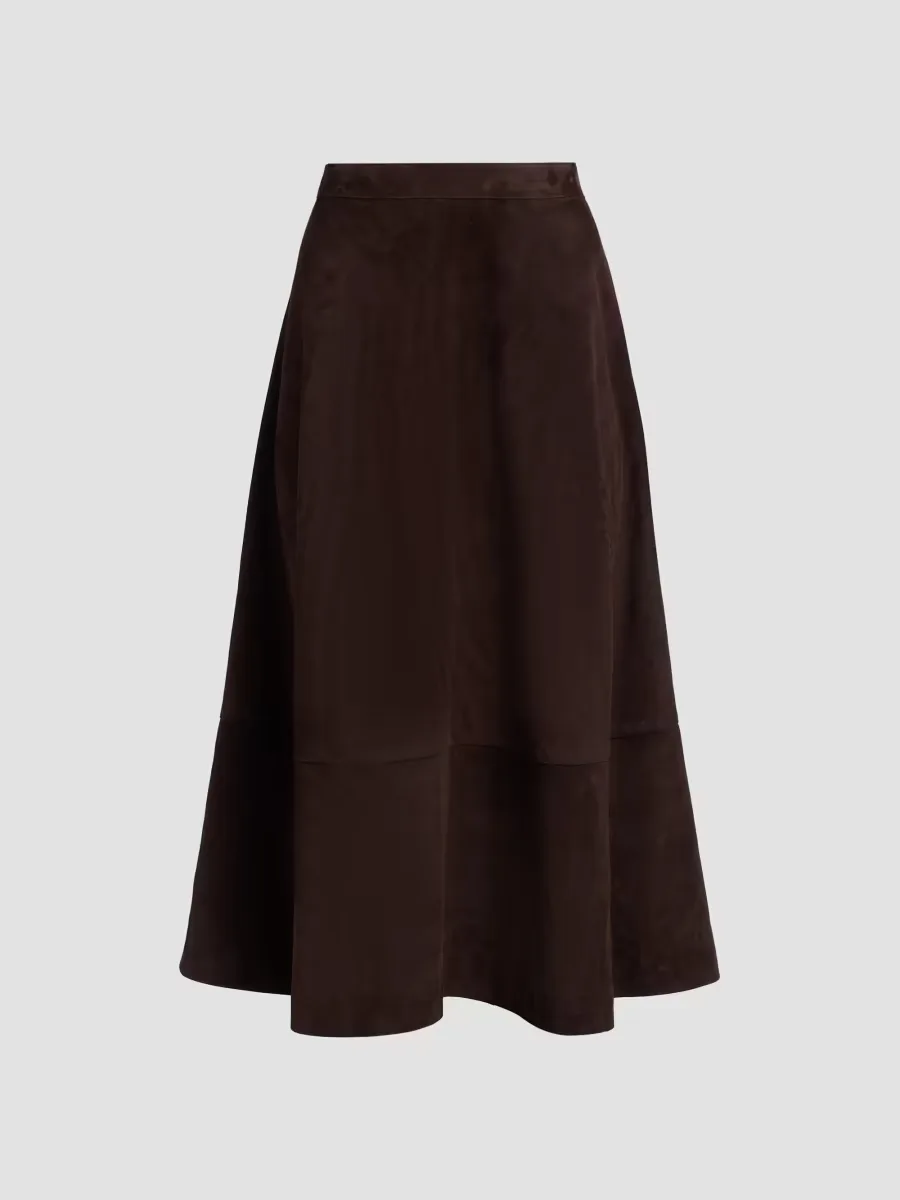 Circle-Cut Suede Midi Skirt by Co