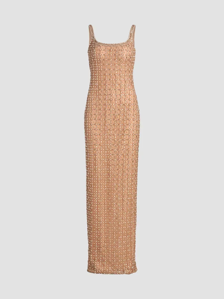 Imitation Pearl & Bead-Embroidered Tulle Gown by Pamella Roland