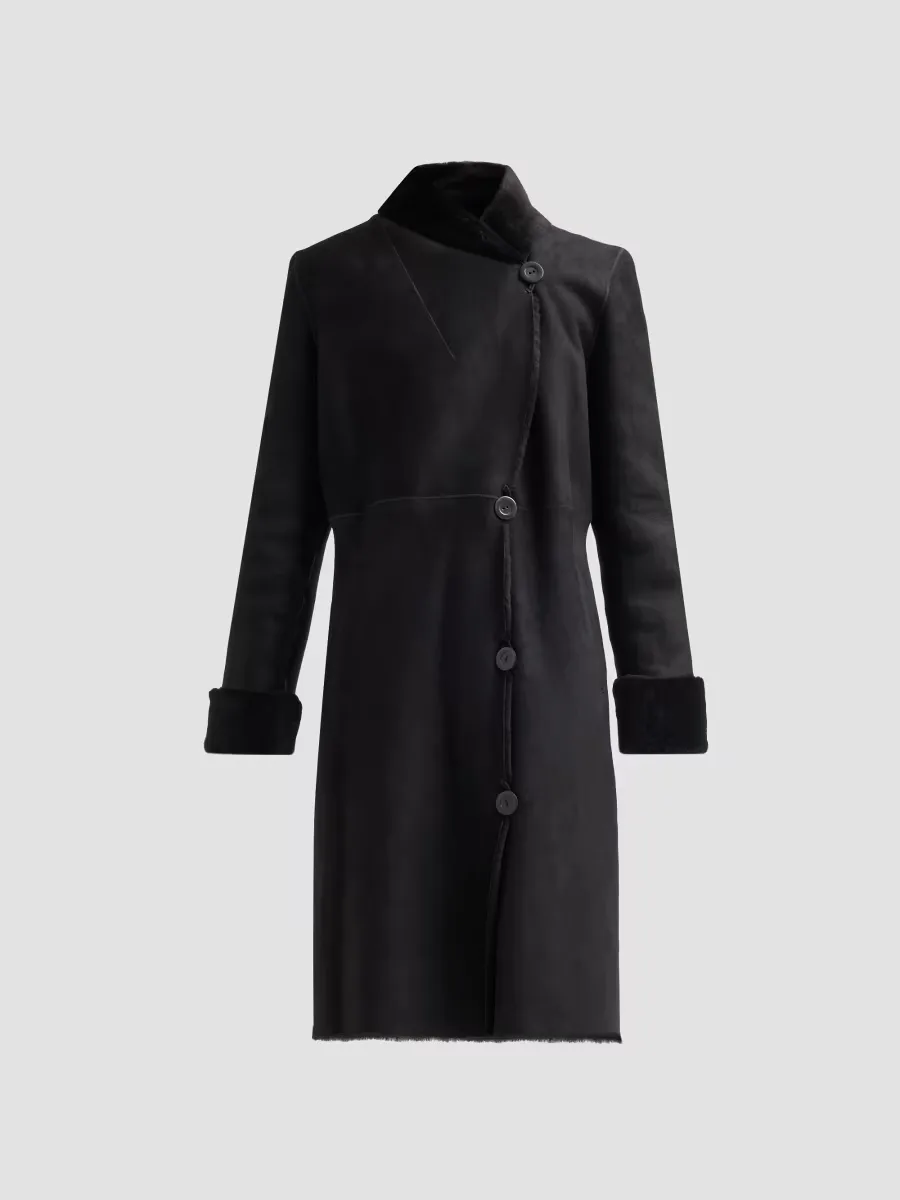 Shearling Shawl Collar Coat by Sofia Cashmere