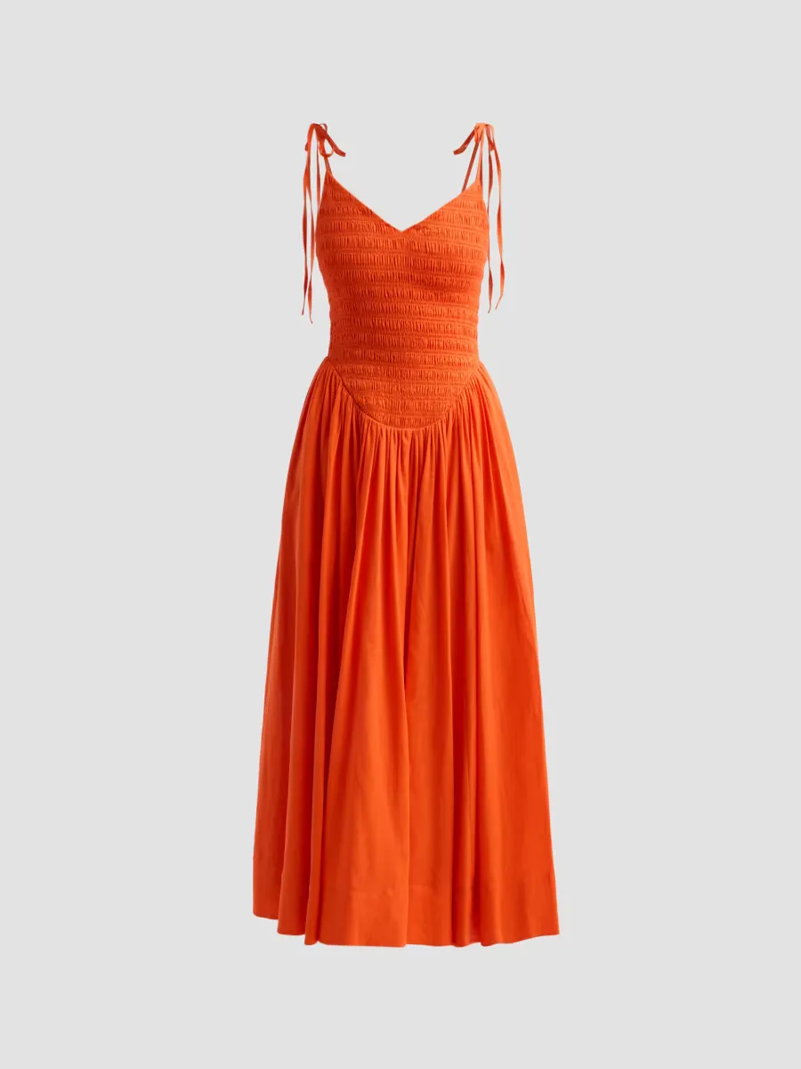 Amaya Smocked Midi Dress by Toccin