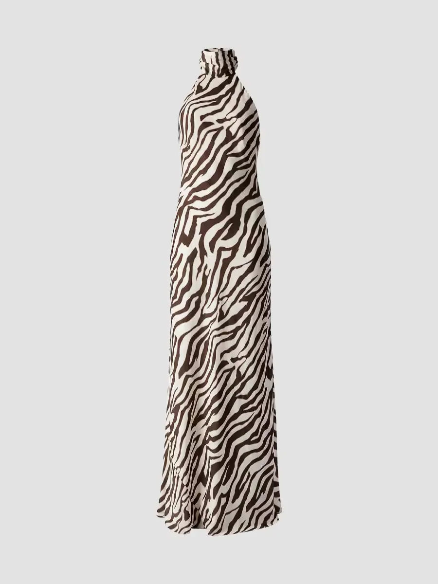 Alina Striped Halterneck Column Gown by Toccin