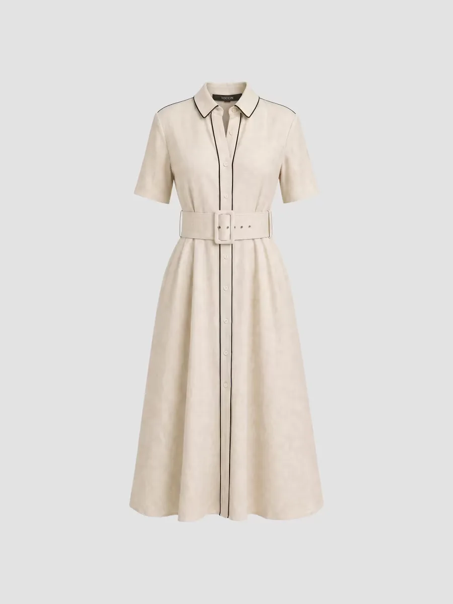 Jean Linen-Blend Midi Shirtdress by Toccin