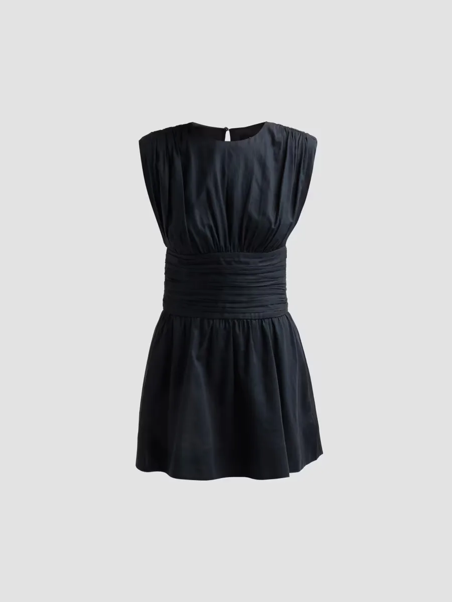 Eloise Strong Shoulder Ruched Mini Dress by Toccin