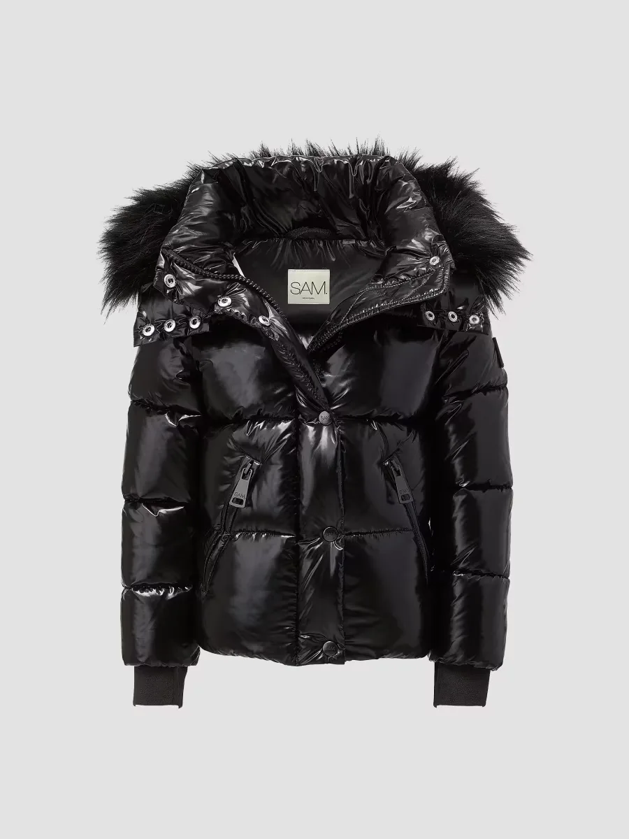 Elsa Faux Fur-Trimmed Metallic Jacket by S.A.M.