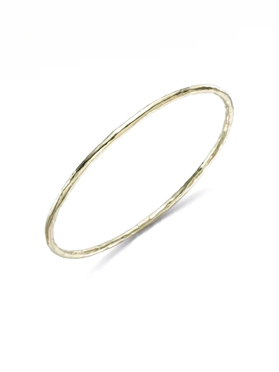 Classico Thin 18K Yellow Gold Hammered Bangle Bracelet