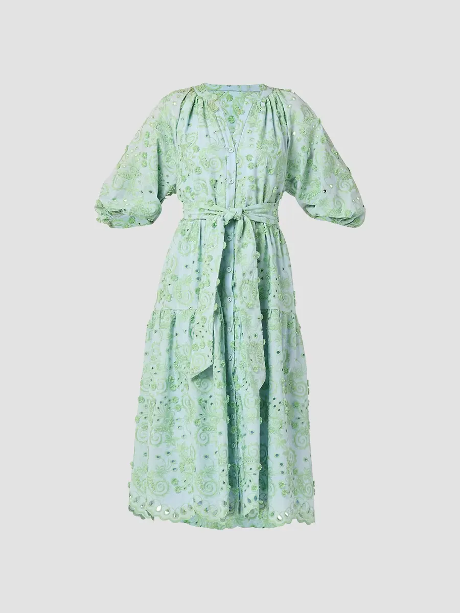 Denver Tiered Eyelet-Embroidered Midi-Dress by Shoshanna