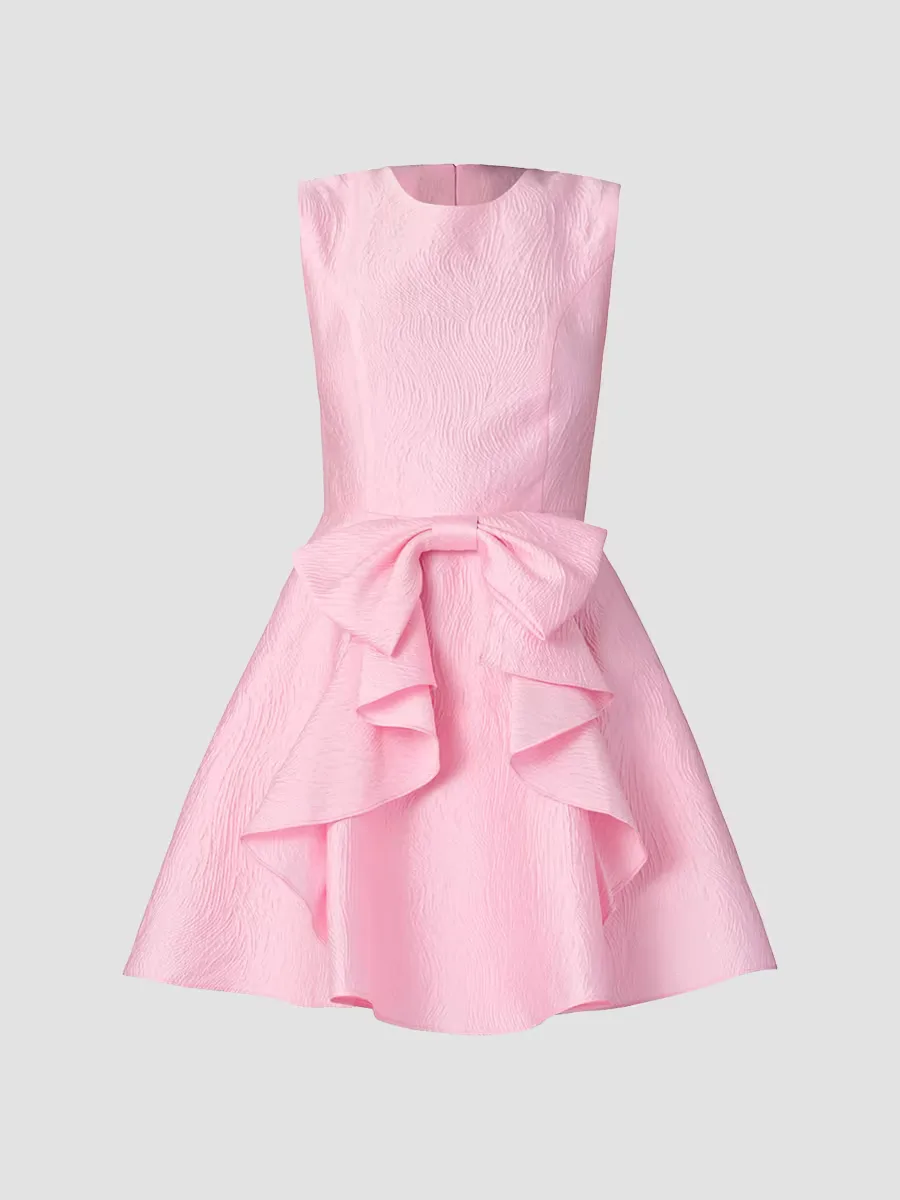 Gabby Wave Jacquard Bow Minidress by Shoshanna
